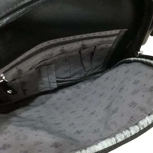 Miss Me Heather Ikat Embroidered Sequin Studded Black Faux Leather Backpack - Picture 10 of 12